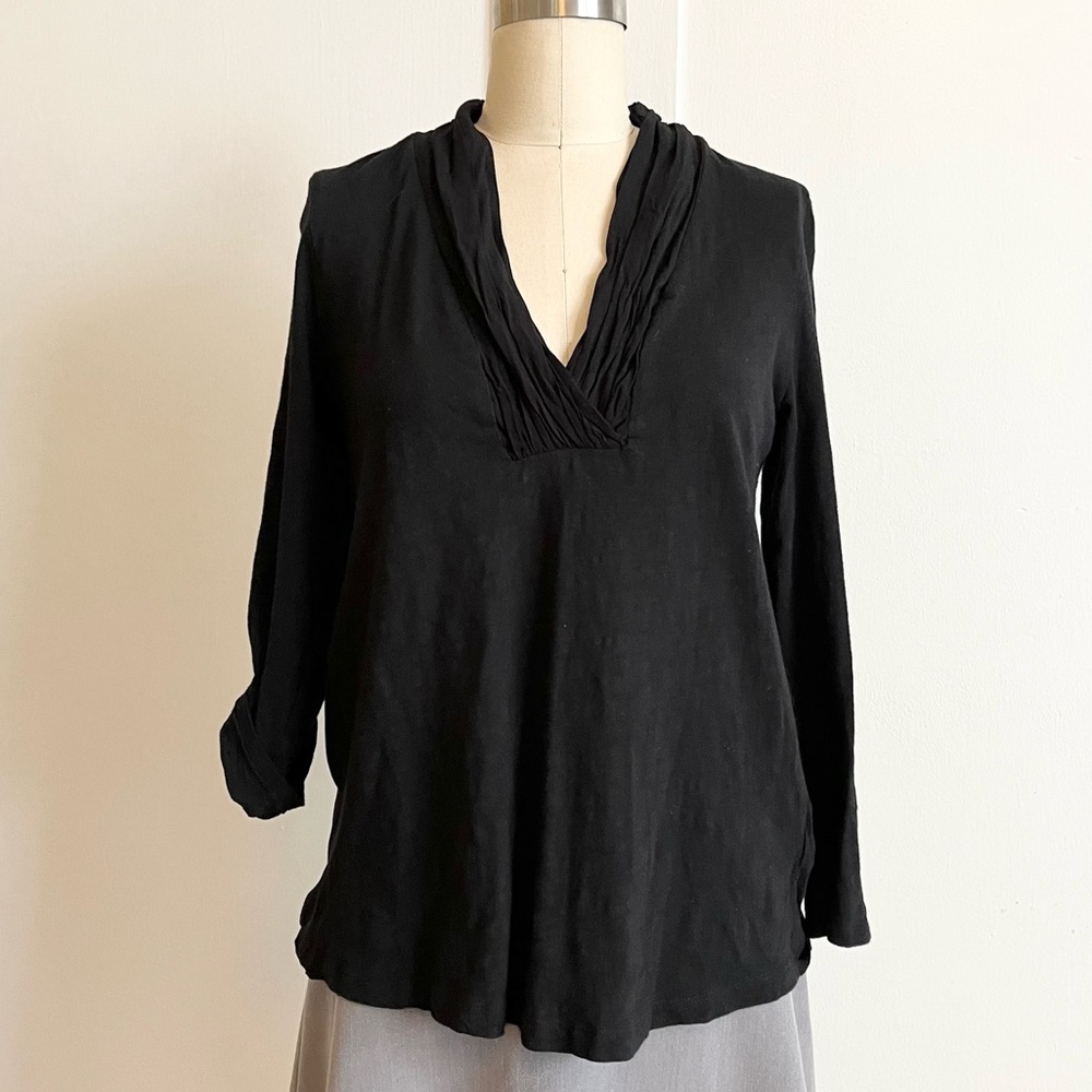 Anthropologie Deletta Black Cuffed Sleeve Blouse